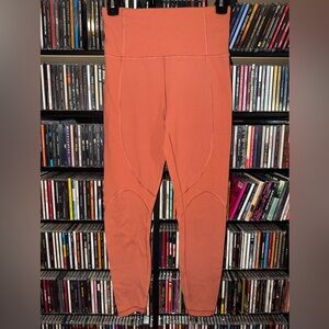 Athleta Rust Orange Rise Up Rib XS Athletic Cozy Athleisure Yoga Gym Leggings